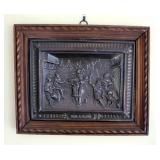 Pressed Metal "Tout a La Joie" Framed Pressed Tin Tile,9.5" x 11.5", Paulus Rubens Petrus 14.5" Meta