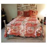 Metal Queen Sized Bed Including Headboard, 56" x 61", Footboard 37" x 61", Box Springs, Mattress, An