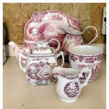 Royal Homes Of Britain Porcelain Planter, Old Hall Handled Tea Jar, Johnson Bros Platter, Churchill 