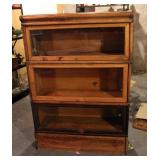 Antique Oak 3 Tier Barrister Book Case, 48" x 34" x 12"
