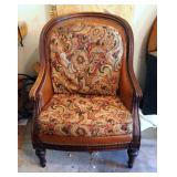 Fairfield Wood Framed And Leather Tub Chair With Brass Nail Head Trim, 40" x 30" x 32"