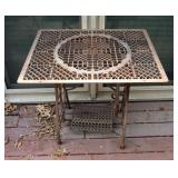 Cast Iron White Treadle Sewing Machine Base With Iron Floor Grate Top And Glass Cover
