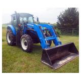 2018 New Holland PowerStar 100 Diesel Powered Tractor With Cab And 655TL Hydraulic Front Loader Buck