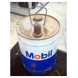Vintage Mobil 5 Gallon Metal Spouted Oil Can
