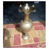 Etched Brass 30" Floor Vase And Woven 3