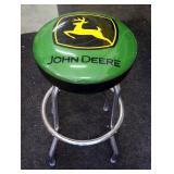 John Deere Chrome Shop Stool With Padded Vinyl Seat