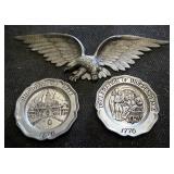 Sexton Pressed Metal Eagle Wall Hanging And Great Moments In American History Wall Plates, Qty 2