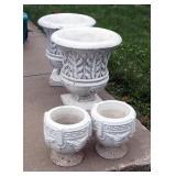 Cast Concrete Planter Pots, Qty 4