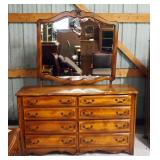 Ethan Allen 8 Drawer Dresser With Mirror, 76" x 60" x 22"