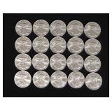 2014 American Eagle Silver Dollars, 1 Oz Silver Coins, Qty 20, Includes Storage Tube