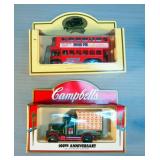 Promotional Models Die Cast Moon Pie Double Decker Deluxe, And Campbells 100th Anniversary Souvenir 