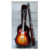 Univox Deluxe Electric 6 String Guitar, Sunburst Style, Handmade Woven Leather Strap With Cow Hide P