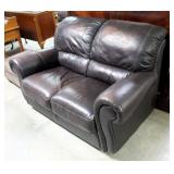Faux Leather Love Seat With Rolled Arms, 38" x 62" x 36"