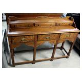 Hekman Oak & Olive Ash Burled Asian Sideboard Console Alter Hall Entry Table, 37"x 54" x 16"