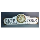 Cafe Parisien Wallmount Mirror, 7.5" x 19.5", And Cafe Tour Wallmount Battery Operated Clock, 7.5" x