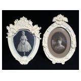 Framed And Matted Under Glass Vintage Balerina Photos In Floral Frames, Qty 2