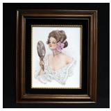 Ann Worthley Framed Hand Painted Porcelain Tiles 15" x 12.5", Qty 2