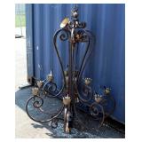 Metal Brass Toned 8 Light Post Chandeler, 55"x 40" Diameter