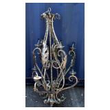 Metal Silver Toned 2 Tiered 8 Light Post Chandelier, Damaged Light Posts