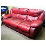 Leather Three Seat Reclining Couch, 39" x 90" x 42"