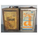 Stanolind Mineral Oil, 5 Gallon Can, And Atlantic Motor Oil, The Atlantic Refining Co, 5 Gallon Can