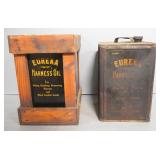 Eureka Harness Oil, Standard Oil Co, 5 Gallon Cans, 1 In Wood Crate, Qty 2 Cans, Local Pick Up Only