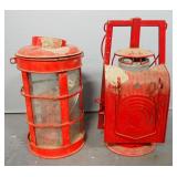 Dietz Railroad Lantern, And Antique Lantern With Lift Out Oil Lamp