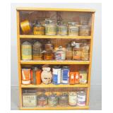 Standard Oil And Phillips 66 Lubricant Cans And Banks, In Display Cabinet