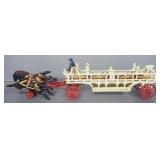 Cast Iron Horse Drawn Fire Truck With Horses, Rider, And 3 Ladders
