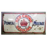 Red Crown Gasoline Metal Sign, Reverse Garage Sign, 60" Wide x 28" High