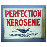 Standard Oil Perfection Kerosene Double Sided Wall Mounted Metal Sign, 18" Wide x 14" High