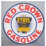 Red Crown Ethyl Gasoline Double-Sided Metal Sign, 30" Diameter