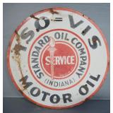Standard Oil Co. Iso=Vis Motor Oil Double Sided Metal Sign, 30" Diameter