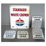 Standard White Crown Metal Sign, 12" Wide x 15" High, And Contains Lead Signs, Qty 4