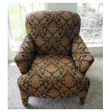 Upholstered Fireside Chair, 36" x 36" x 36" With Matching Rolling Ottoman, 16" x 29" x 21.5"