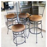 Metal Swivel Bar Stools With Upholstered Seats, 46.5" x 17", x 18", Qty 3, And 37" x 17" x 17"