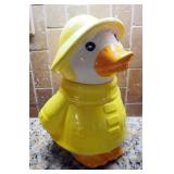 Ceramic 12" Duck In Raincoat Cookie Jar