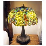 Tiffany & Co. Reproduction Floral Style Trunk Base 3 Light Table Lamp, 38"