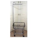 Rolling Metal Laundry Cart With Hanging Rod, 70" x 24 1/2" x 21"