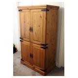 Rustic Wood And Metal Wardrobe/TV Armoire, 70.5" x 37.5" x 21"