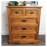 Rustic Wood And Metal 5 Chest Of Drawers, 41" x 34" x 20"
