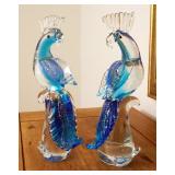 Art Glass Cockatiels, Qty 2, Both 12.5" Tall