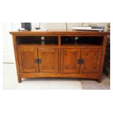 Wood And Metal Television Console Cabinet, With 2 Lower Cabinets And 2 Shelves, 29.75" x 50" x 20"