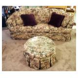 Broyhill Upholstered 3 Cushion Queen Size Sleeper Sofa, 34" x 88" x 38", With Matching Ottoman With 