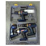 Ryobi 18V Cordless Drill Assortment Including Cordless Drills, Qty 3, And Cordless Flashlight, With 