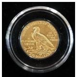 1913 Indian Head Quarter Eagle 2-1/2 Dollar ($2.50) Gold Coin