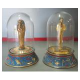 Franklin Mint Limited Edition Hand Painted Egyptian Figurines In Glass Domes, Complete Set Of 12, 6"