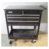 US General Locking Metal Roller Cart With 3 Drawers And Hinged Lid Storage, 39" x 34" x 18", With Ke
