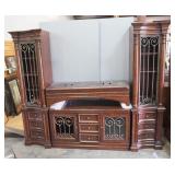 Hooker 221-70 5 Piece Wood And Metal Television Entertainment Center 89" x 101" X 23" With Glass Fro