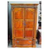 Ornate Wood One Drawer Armoire 83" X 45" X 23.5"